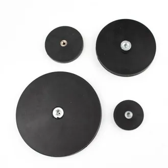 Magneti Forti Con Filettatura 2 Magneti Al Neodimio Gommati Con Filettatura | Base In Acciaio | Da M4 A M8 | Dimensioni 43-88 Mm Magnete Neodimio N52 Gommato