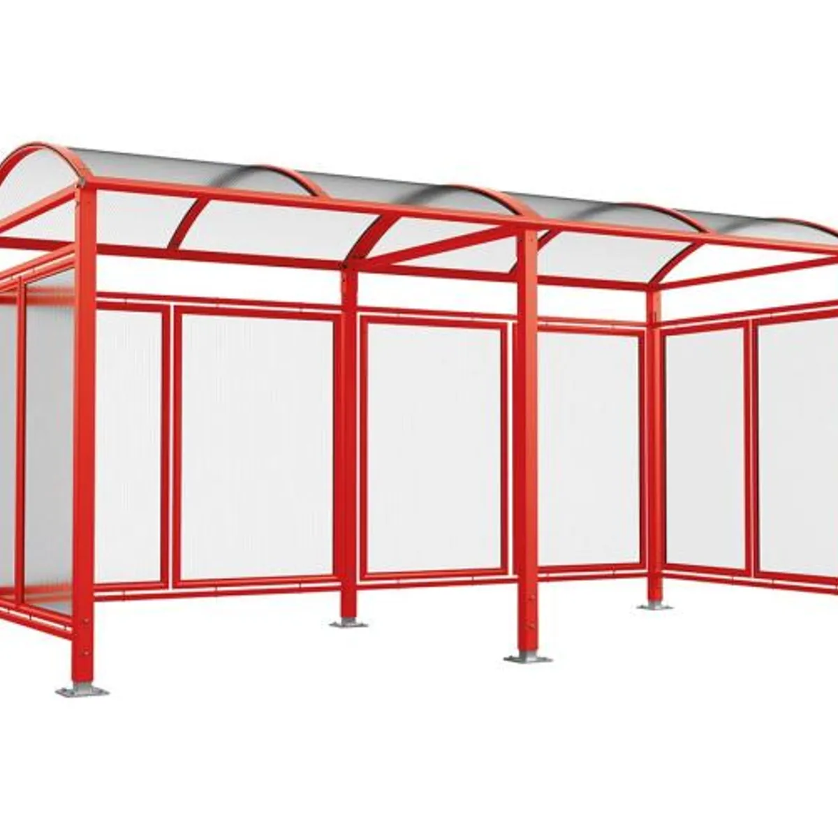 Abri Voûte Complet avec bardages - Module Double, RAL3020 rouge