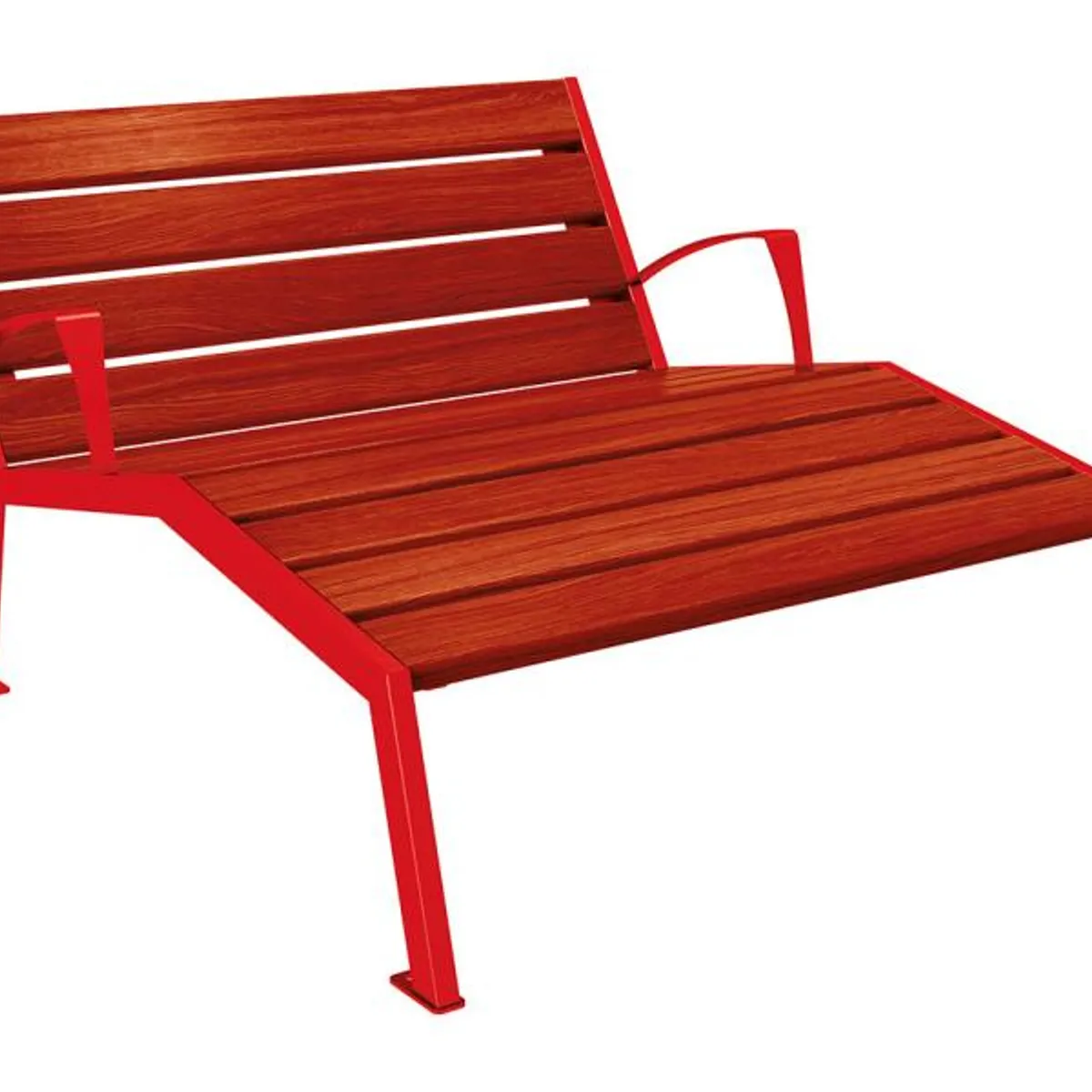 Chaise Longue SILAOS - lasuré acajou - 2 places -