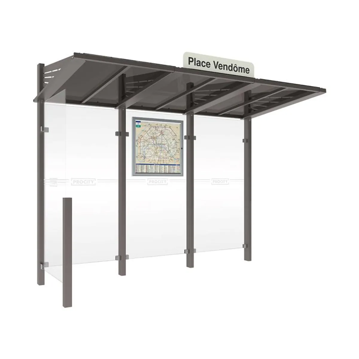 Abri voyageur CONVIVIAL -  1 bardage latéral à gauche