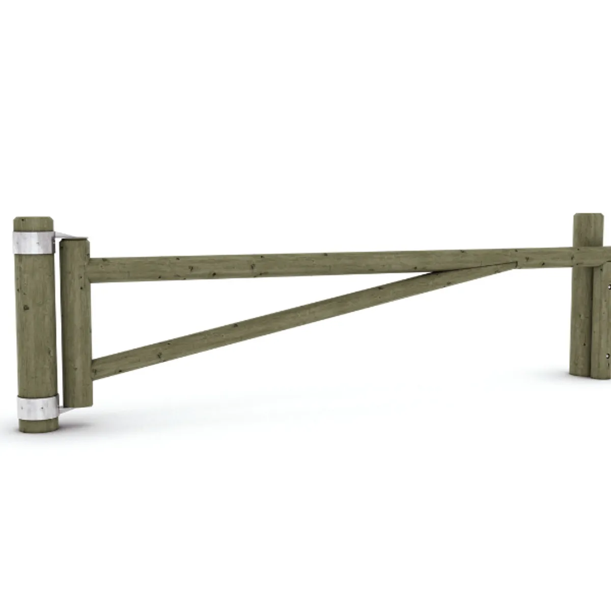 Barrière en pin cl. IV tourante rondin avec traverse de renfort-