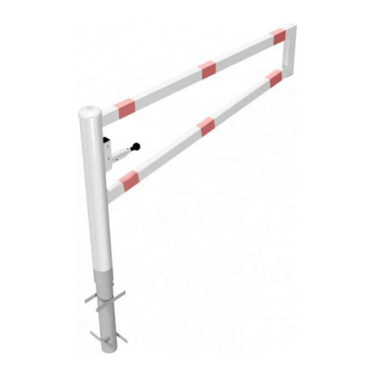 Barrière pivotante acier Blanche/rouge  - Fermeture clé triangle-