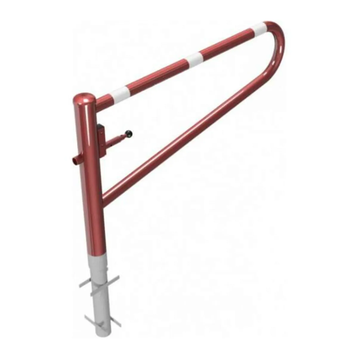 Barrière pivotante acier Rouge/blanche - Fermeture clé triangle-