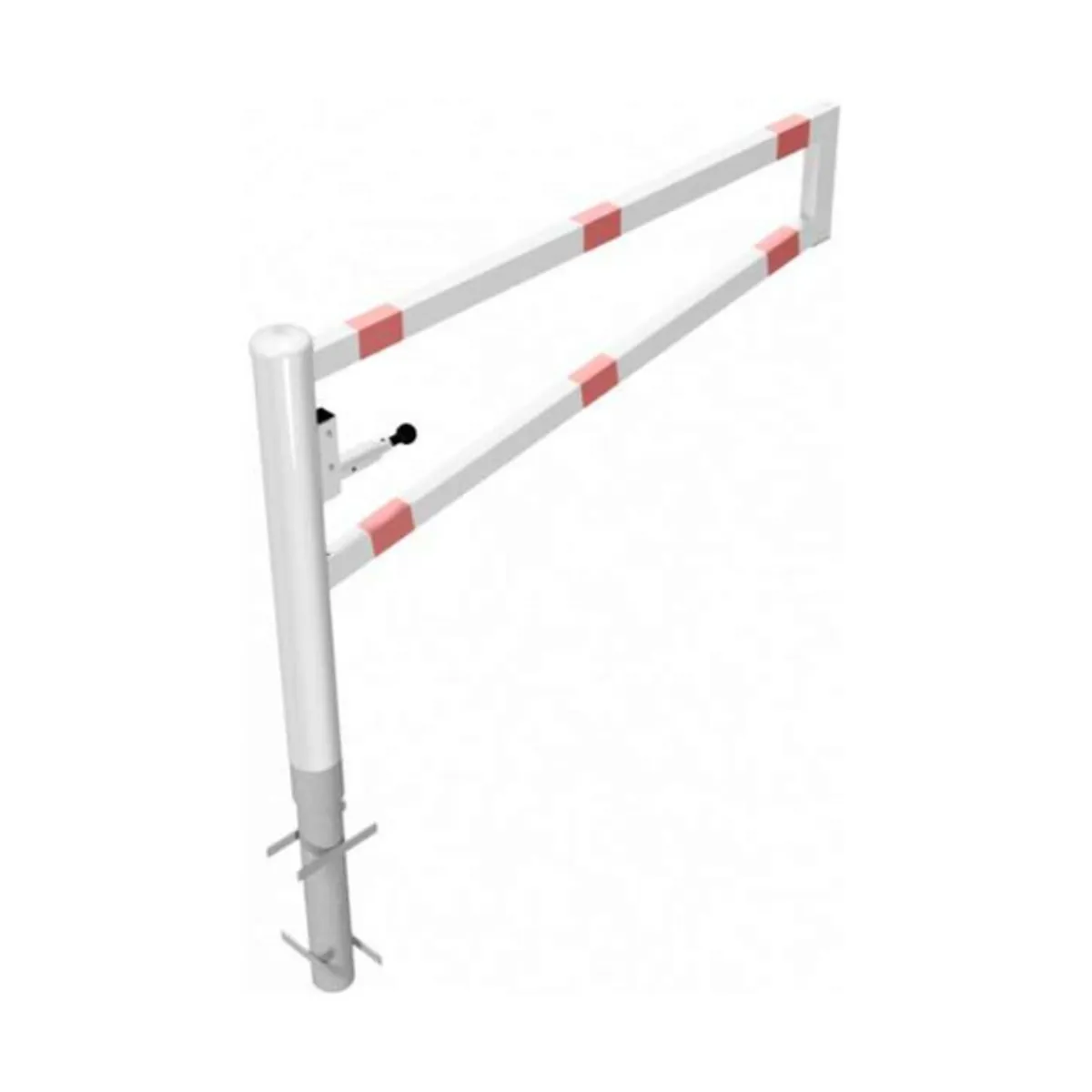 Barrière pivotante acier Blanche/rouge  - Fermeture par cadenas-