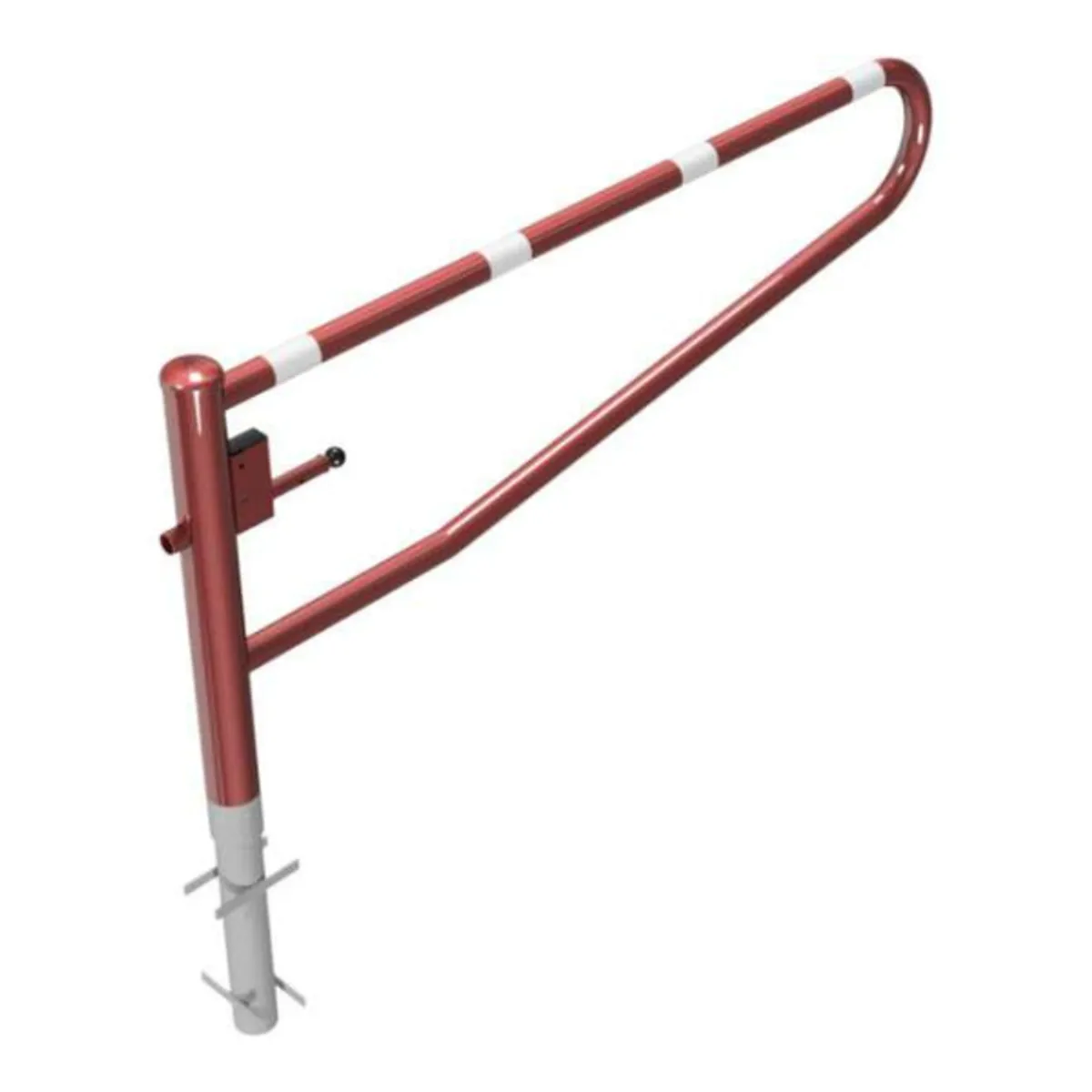 Barrière pivotante acier Rouge/blanche - Fermeture cadenas