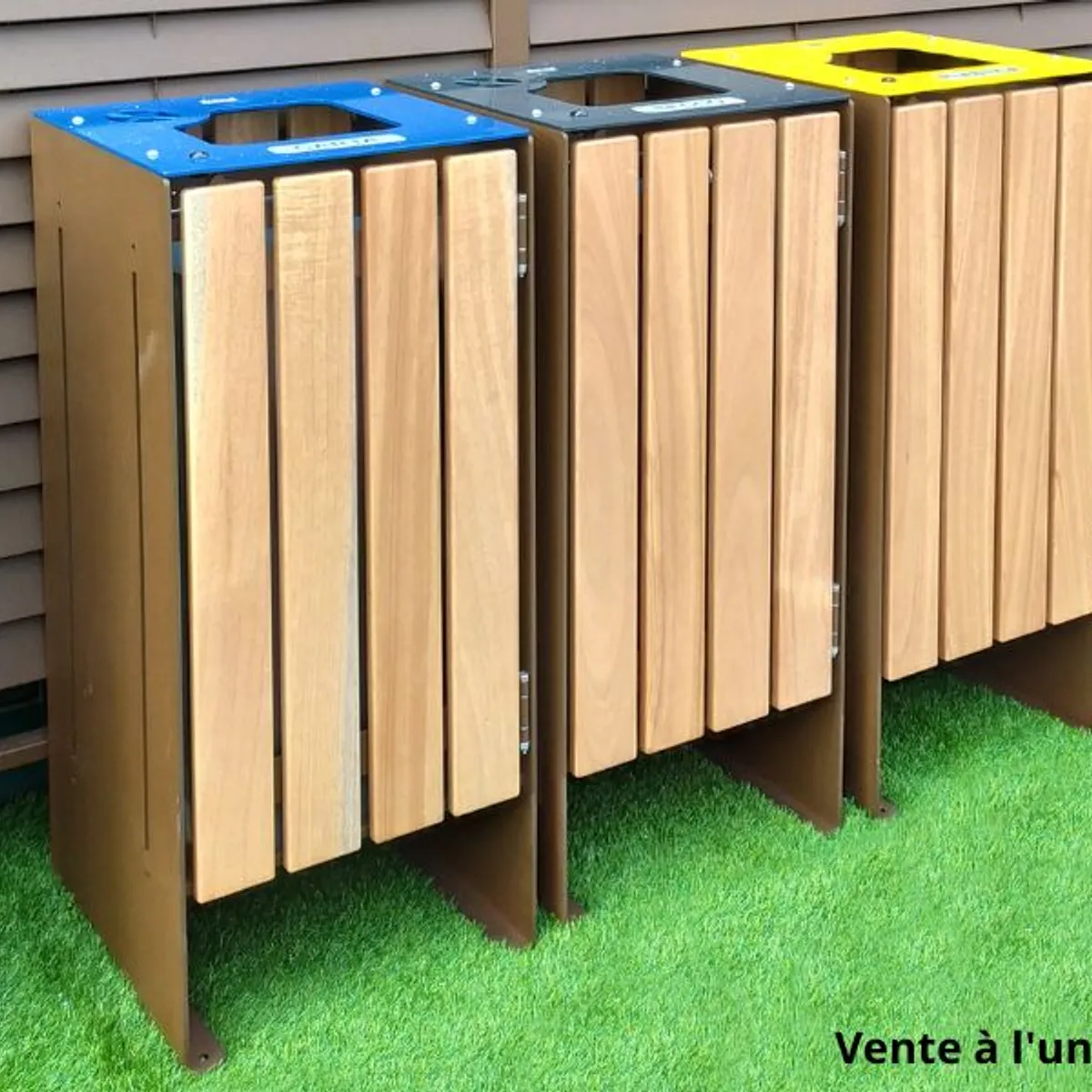 Corbeille de propreté et tri sélectif ISOLA Bois exotique