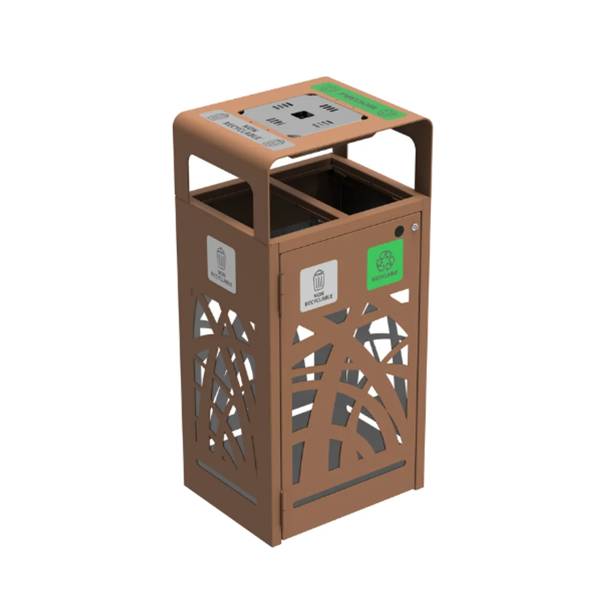 Corbeille CYBEL BI-FLUX - 2x60L- cendrier- anti-nuisibles