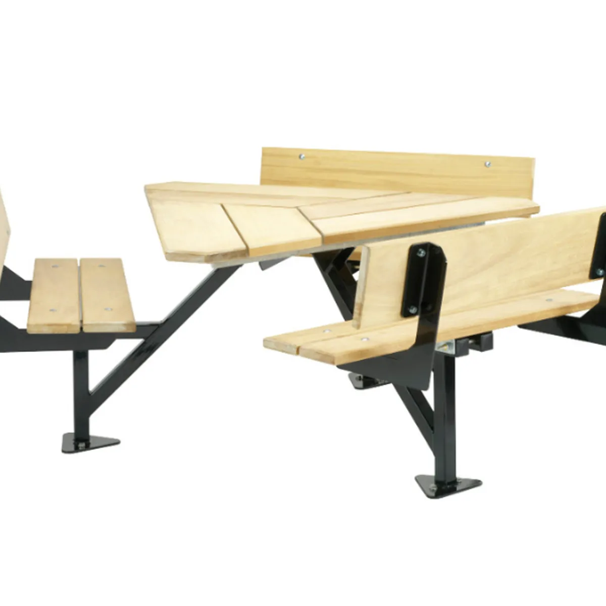 Table de pique nique Triangle Iroko - Avec dossier