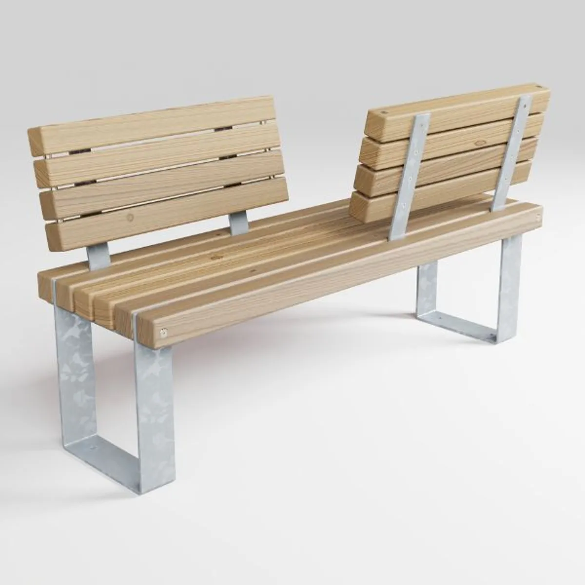 Banc dos-à-dos rustik - bois/acier galva