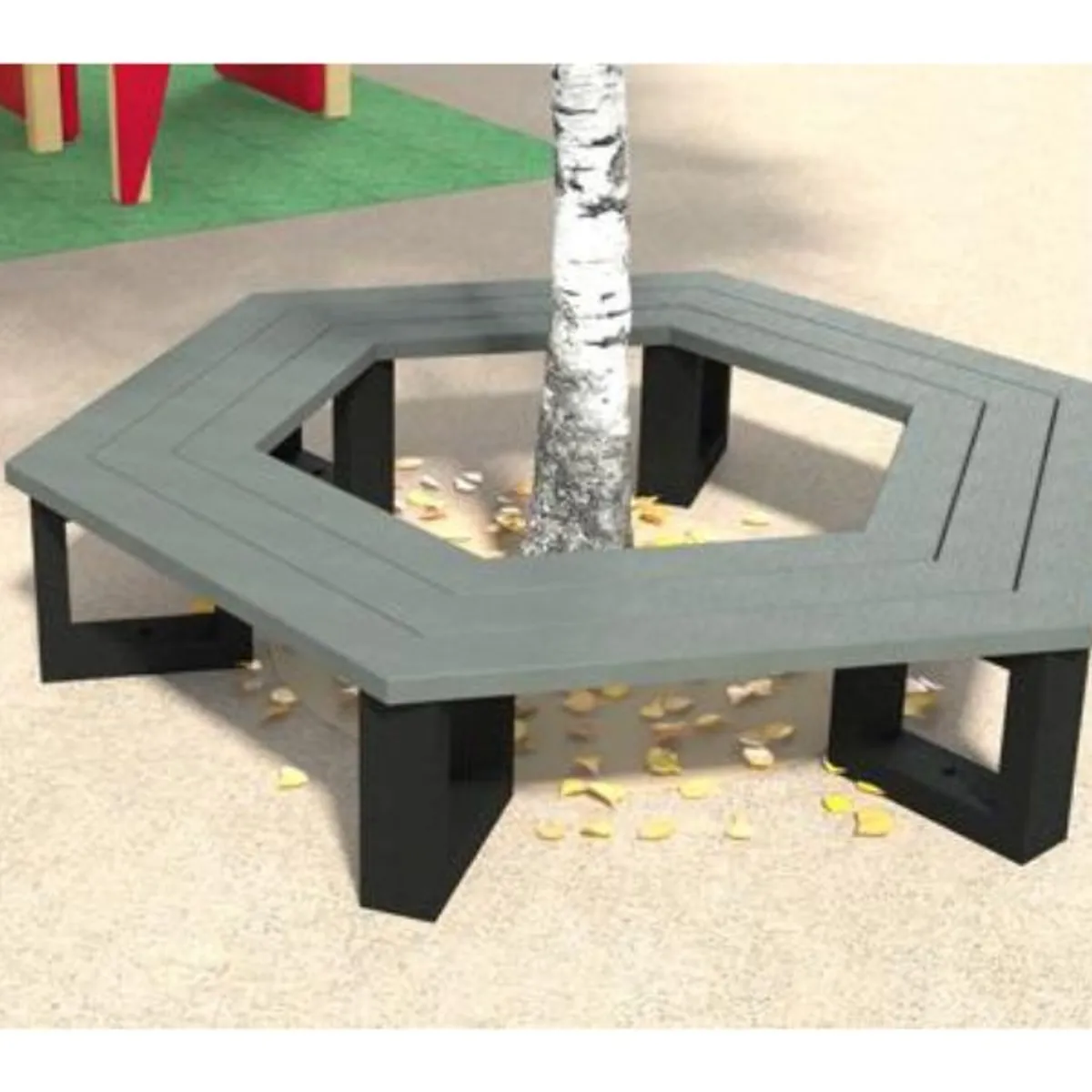 Banquette Tour d'Arbre HEXAGONALE diagonale 180cm en plastique recyclé