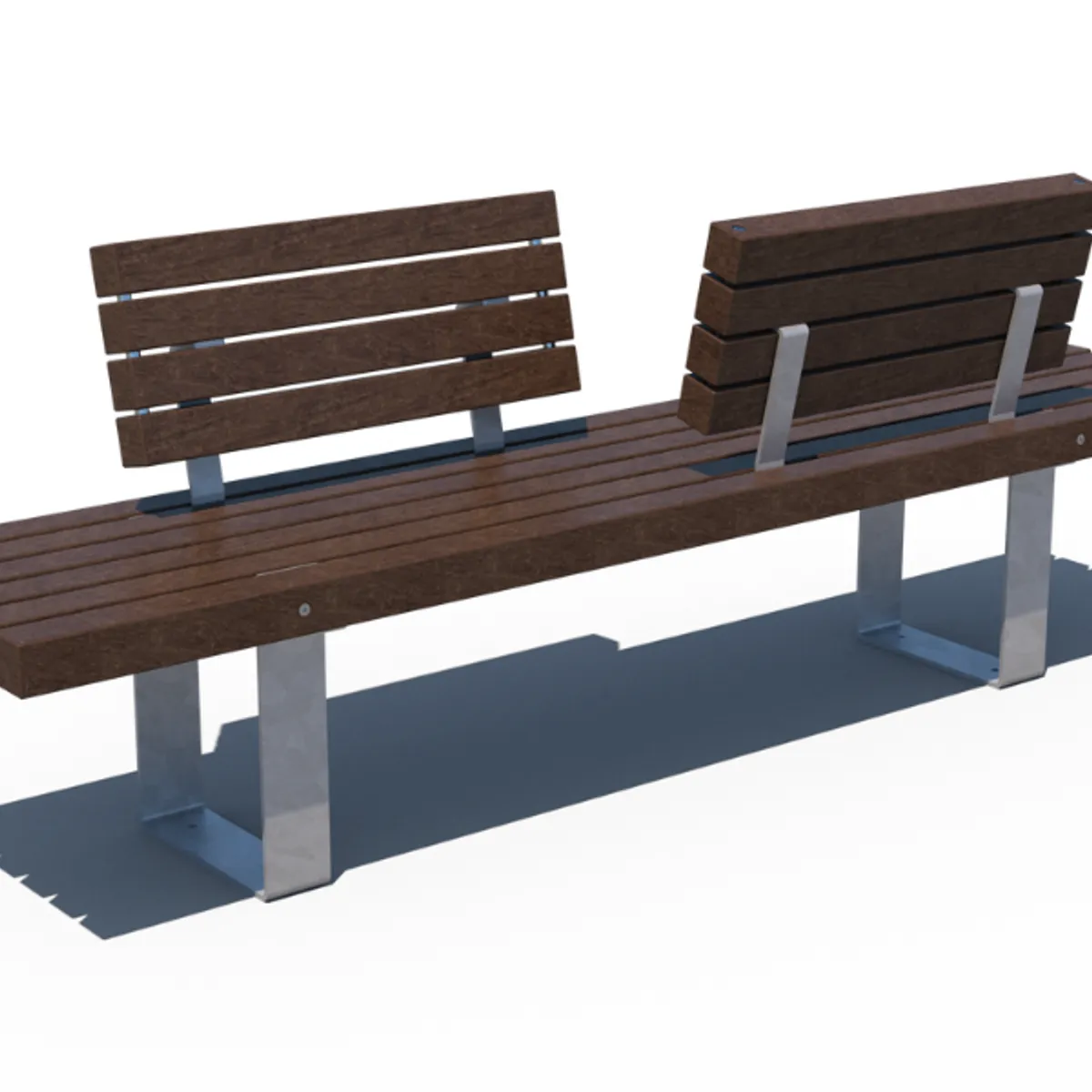 Gamme RUSTIK - Banc dos-à-dos en plastique Recyclé 2.25M /Galva