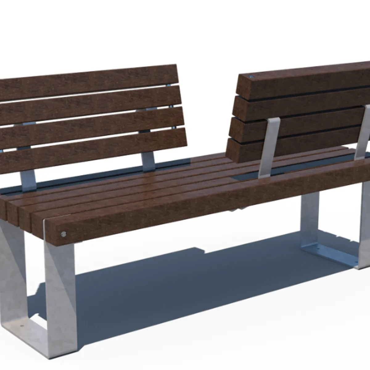 Gamme RUSTIK - Banc dos-à-dos en plastique recyclé/acier galva