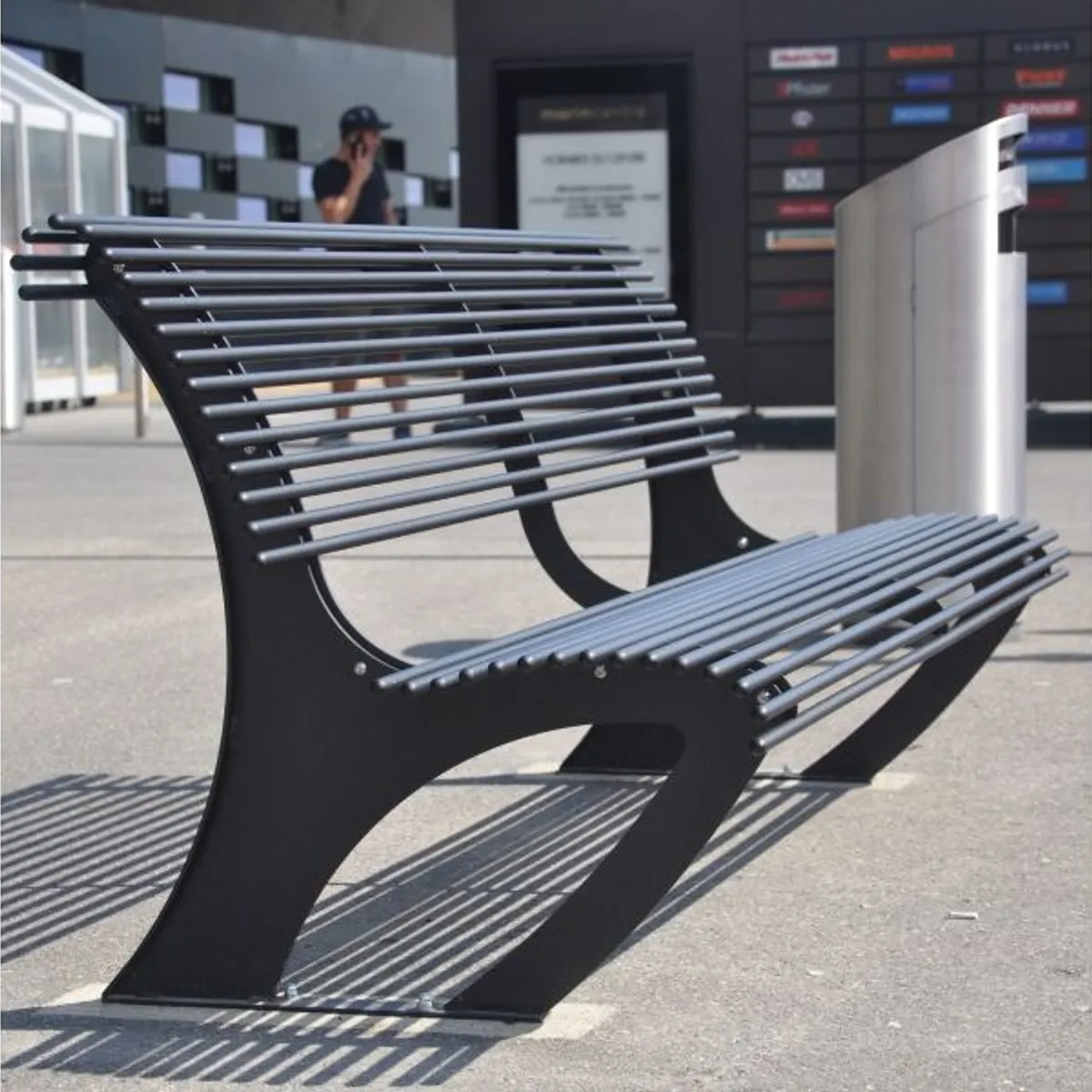 Banc ADRIEN - acier galvanisé peint - L. 2000 mm