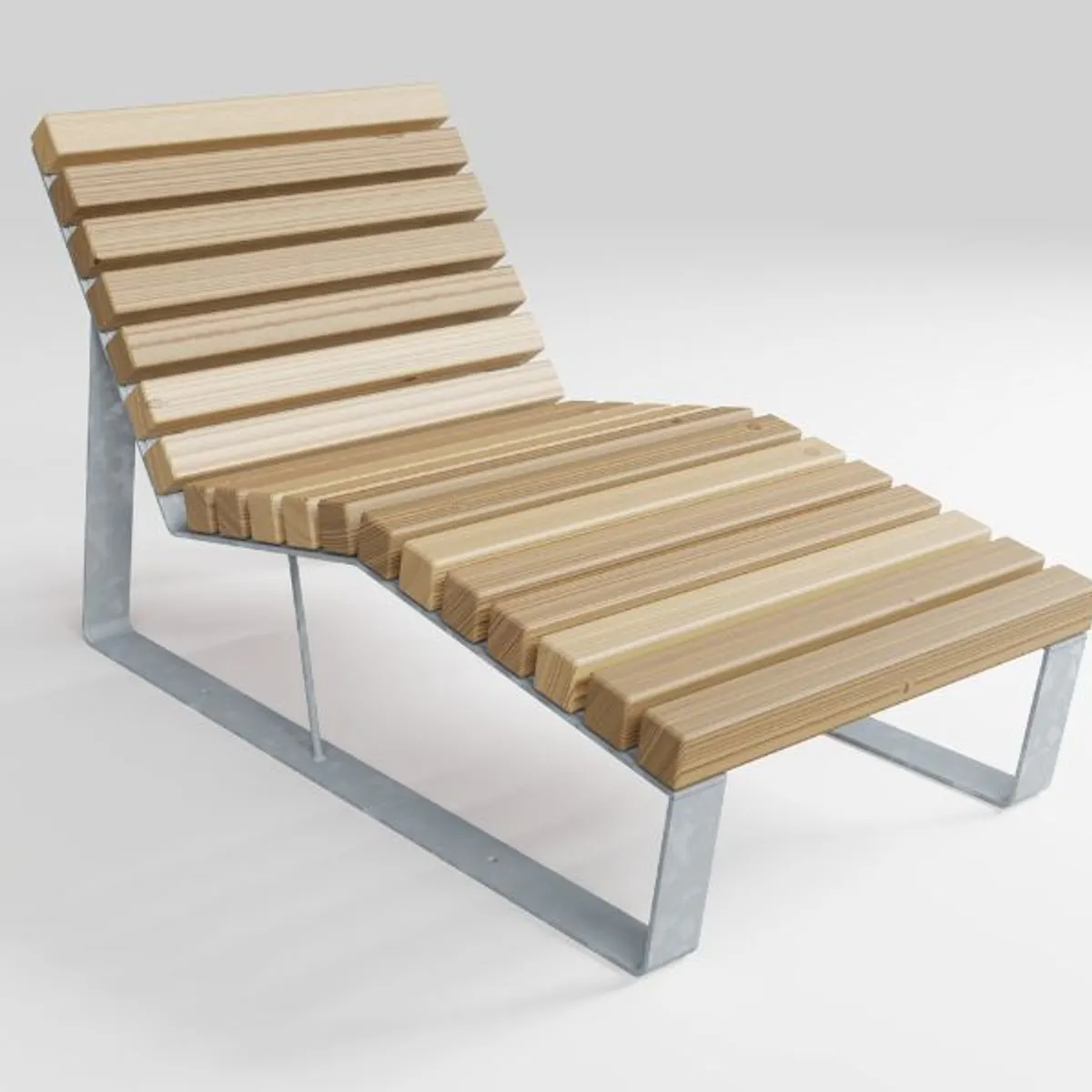 Chaise longue RUSTIK - pin cl.IV /acier galvanisé brut