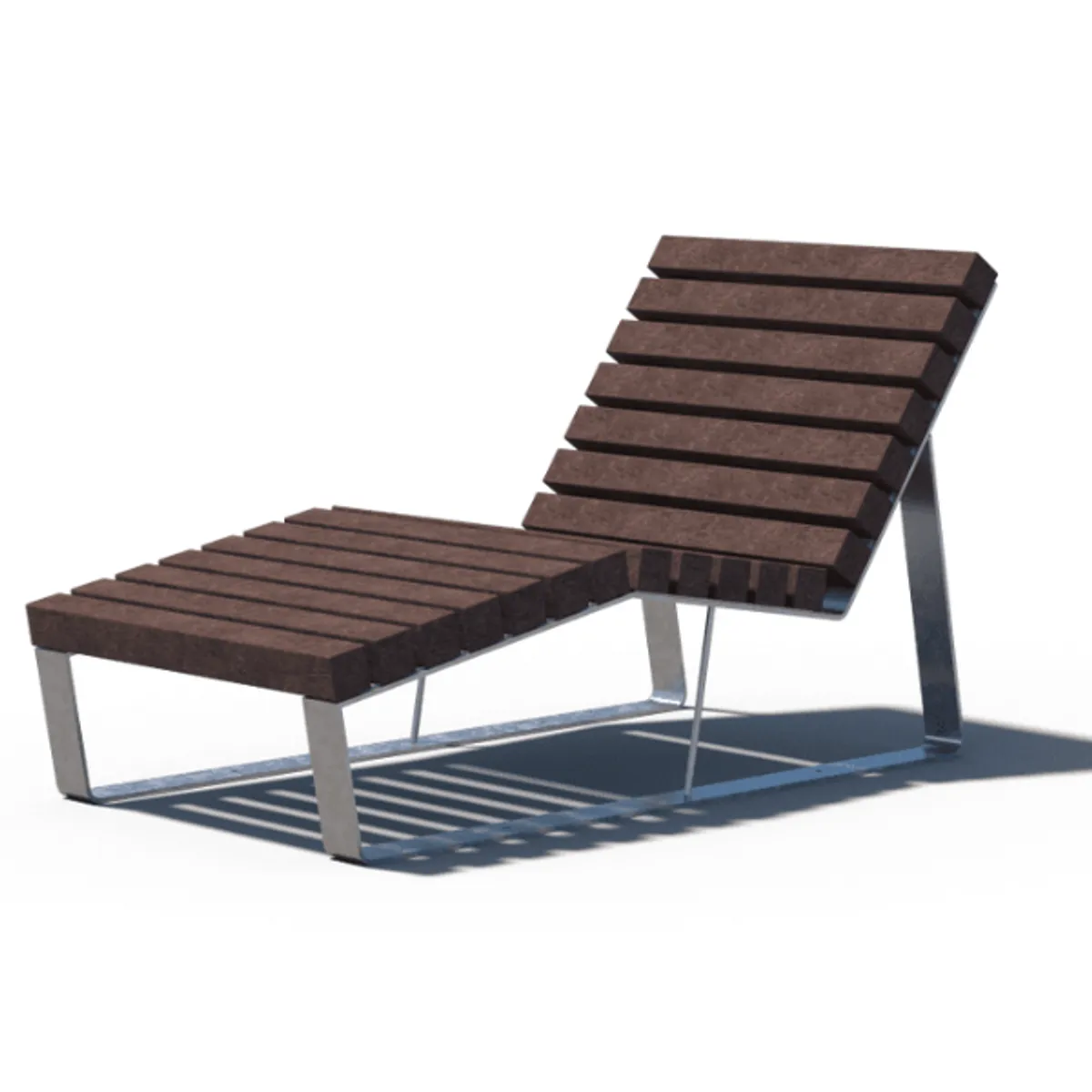 Chaise longue RUSTIK - plastique recyclé/acier- Piétement acier galvanisé brut