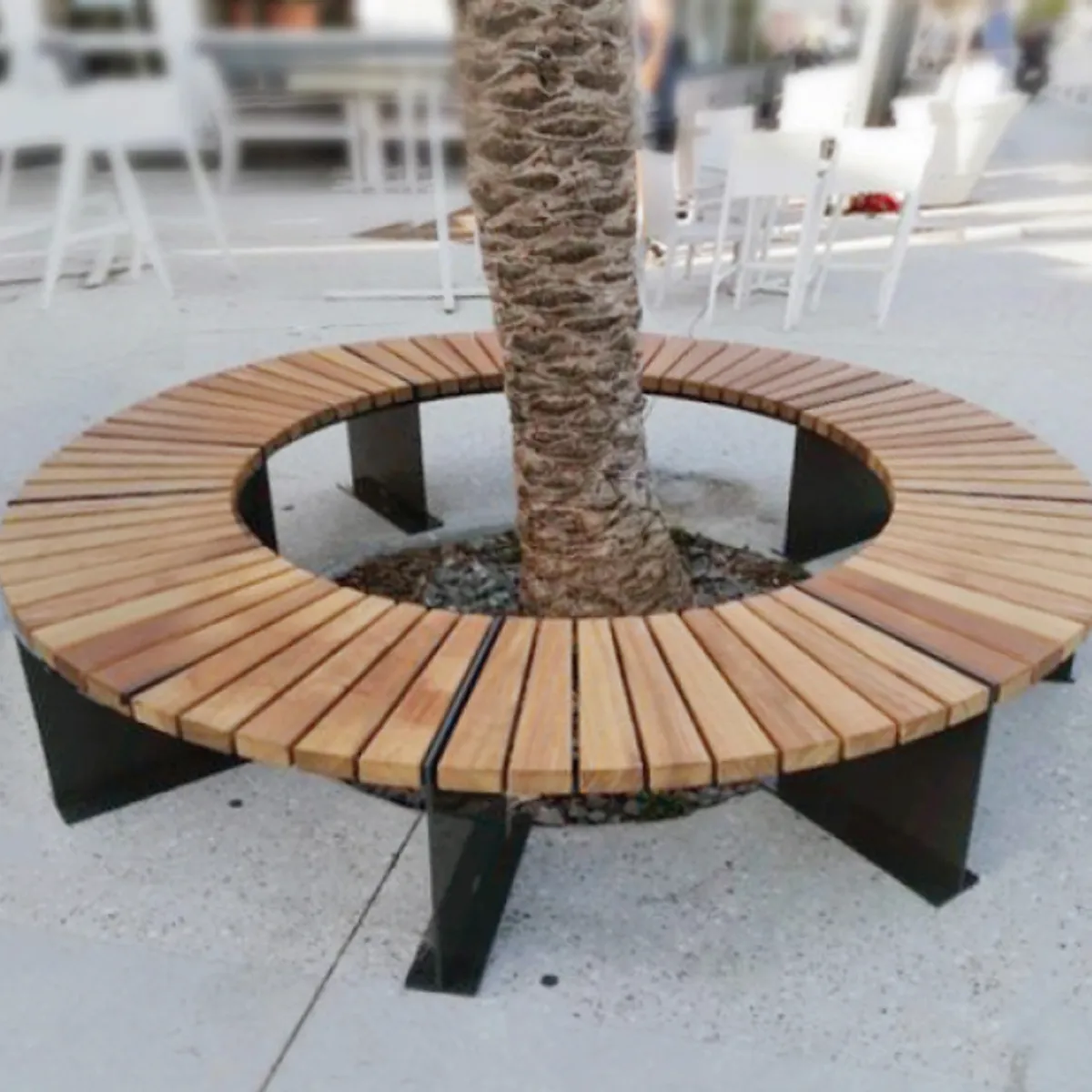 Banquette Ronde Ambourg Bois Iroko