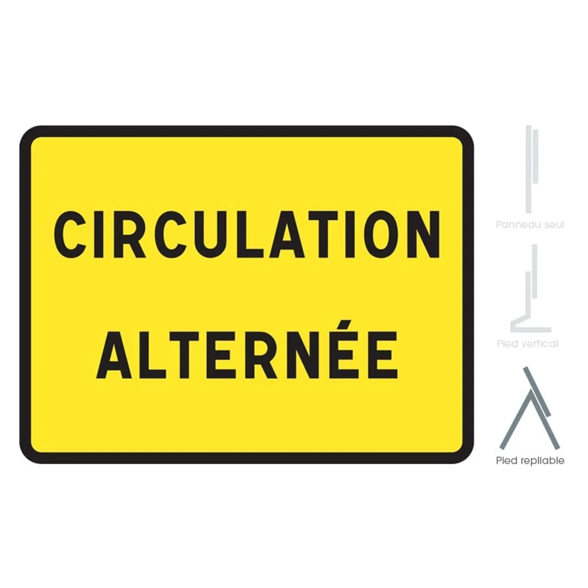 Panneau de chantier KC1 'circulation alternée' - sur pied repliable