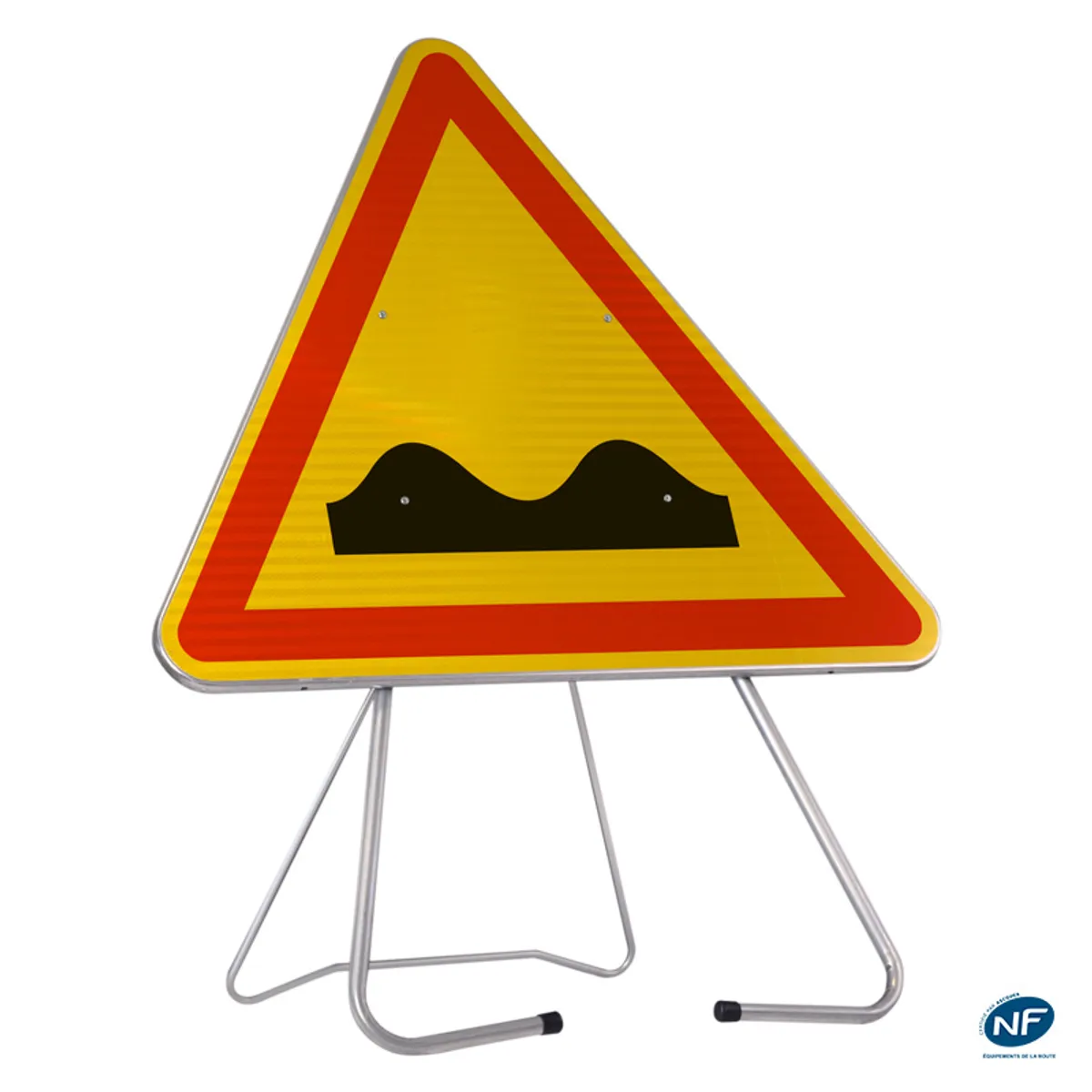 Panneau de chantier AK2  "cassis ou dos d'âne"- sur pied repliable