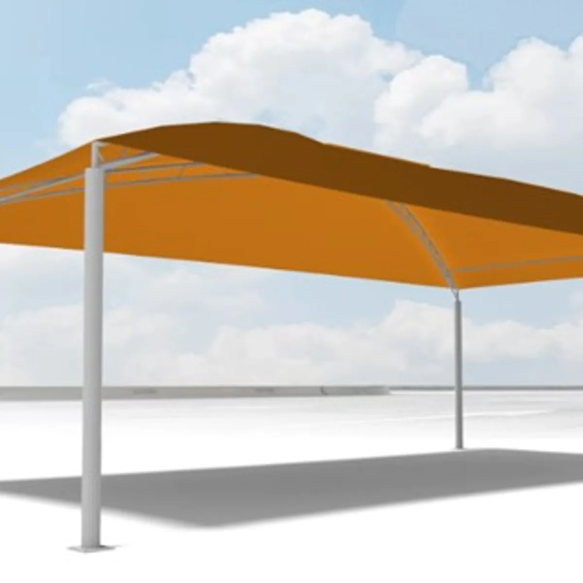 Ombrière à 4 poteaux et toile tendue - 49m² - Poteaux 150 x 150 mm