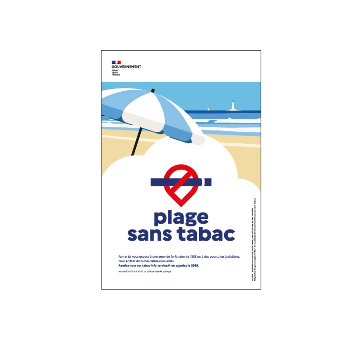 Panneau Plage sans tabac