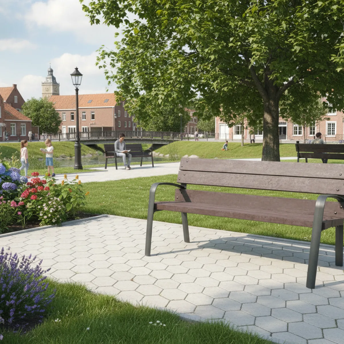 Banc plastique recyclé PLAZZA 170 cm