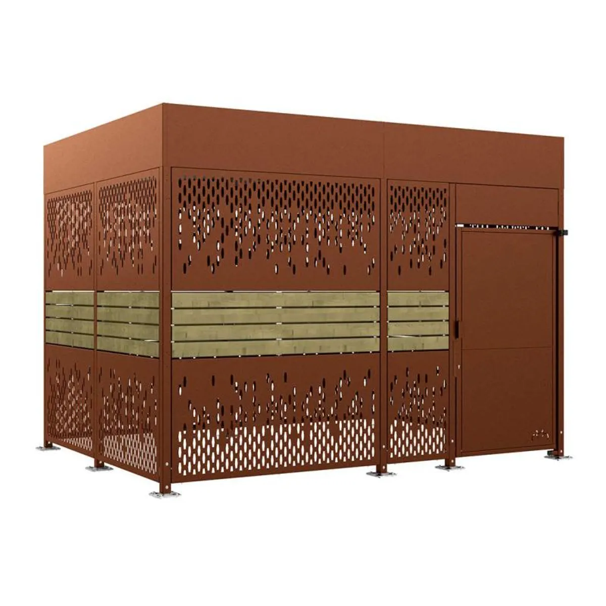 Abri vélos sécurisé Horizon - bardages en acier/bois