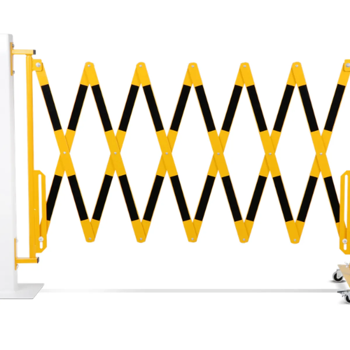 Barrière 4,0 m jaune/noir murale roulettes