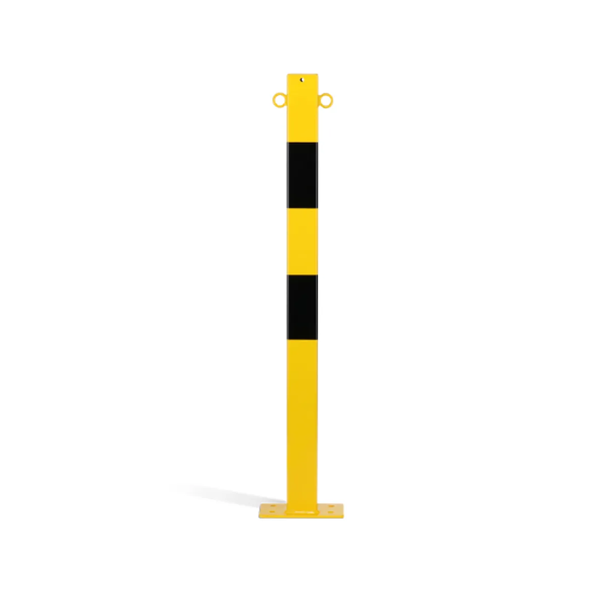 Poteau de protection 2 anneaux sur platine 70x70 mm - Jaune et noir