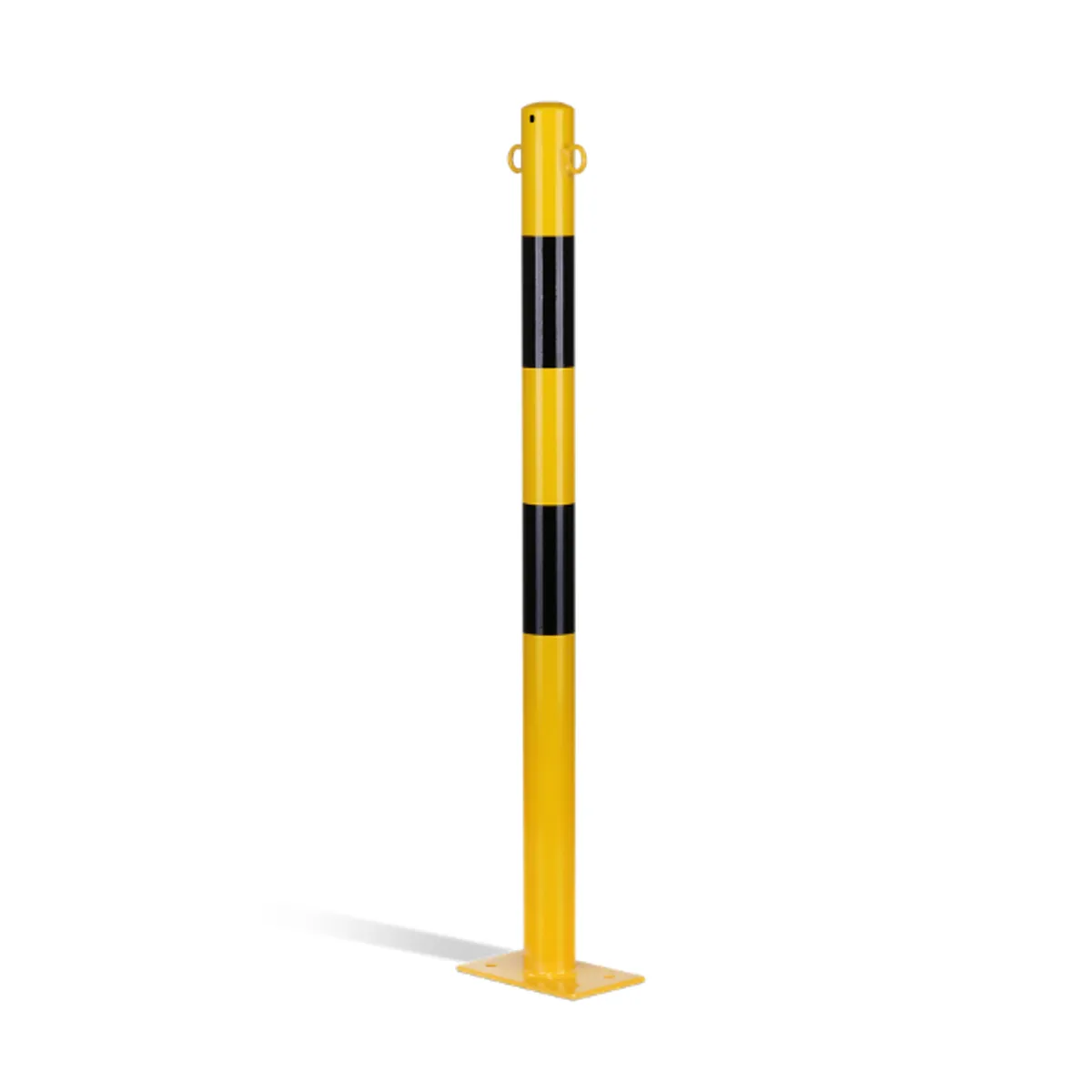 Poteau de protection 2 anneaux sur platine Ø 60 mm - Jaune et noir