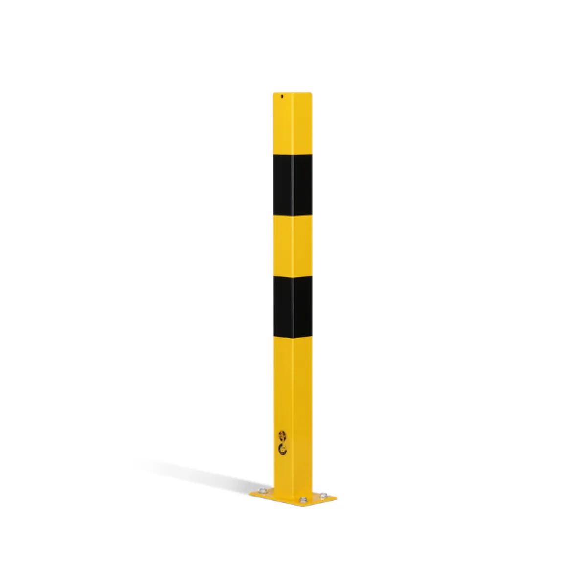 Poteau de protection sur platine 70x70 mm - Jaune et noir