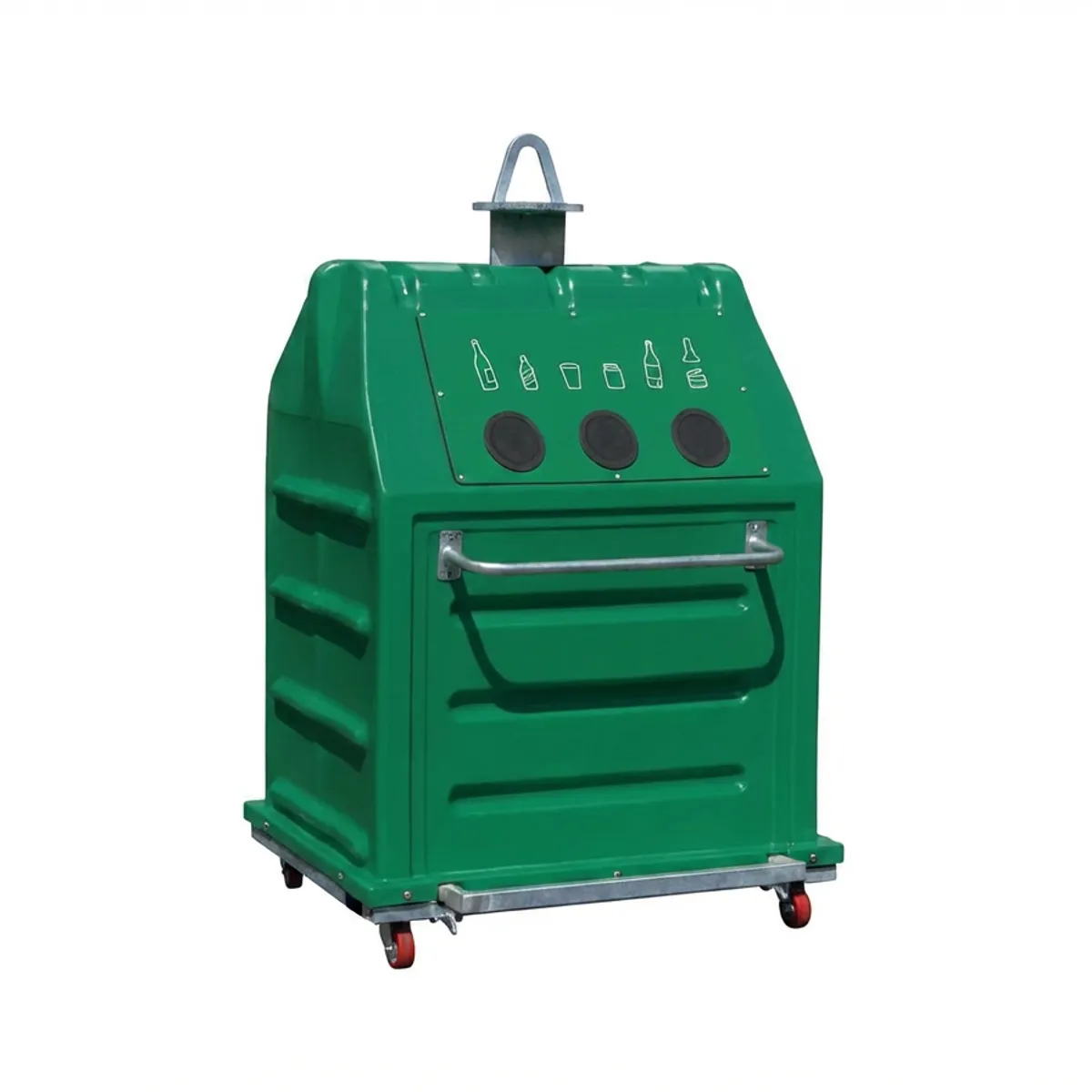 Conteneur mobile TRIBOX pour les emballages en verre- Vert RAL6024