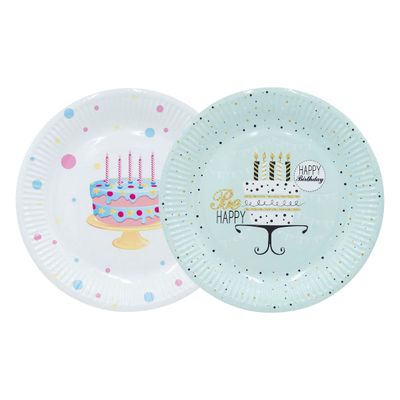 Assiettes rondes décor Anniversaire