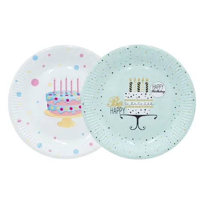 Assiettes rondes décor Anniversaire