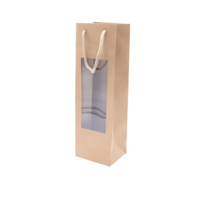 Sacs bouteille à fenêtre avec poignées polycoton