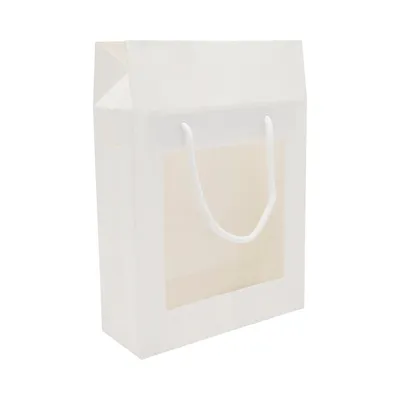 Sacs cabas à fenêtre avec poignées torsadées - kraft blanc