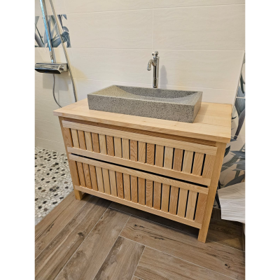 Meuble de salle de bain en frêne massif
