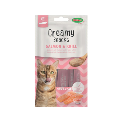 Creamy Snacks Chat x4, saumon/krill, 60g