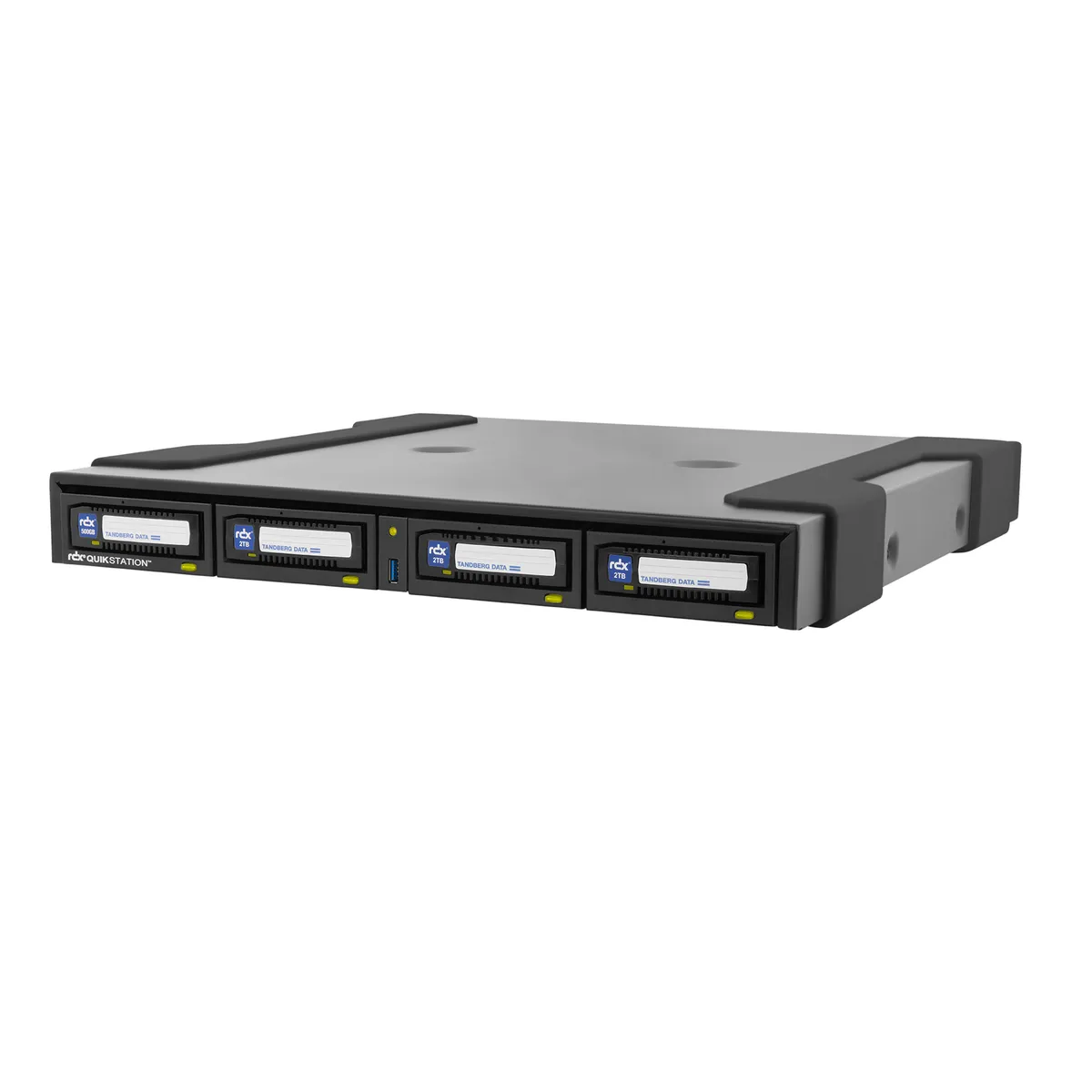 Tandberg Data O-T RDX QuikStation 4 RM, 4 baies, 4 x 1 Go Ethernet, baie de lecteur amovible, desktop 1U — image produit 2