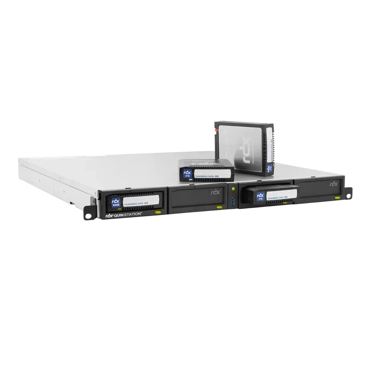 Tandberg Data O-T RDX QuikStation 4 RM, 4 baies, 4 x 1 Go Ethernet, baie de lecteur amovible, montage en rack 1U — image produit 2