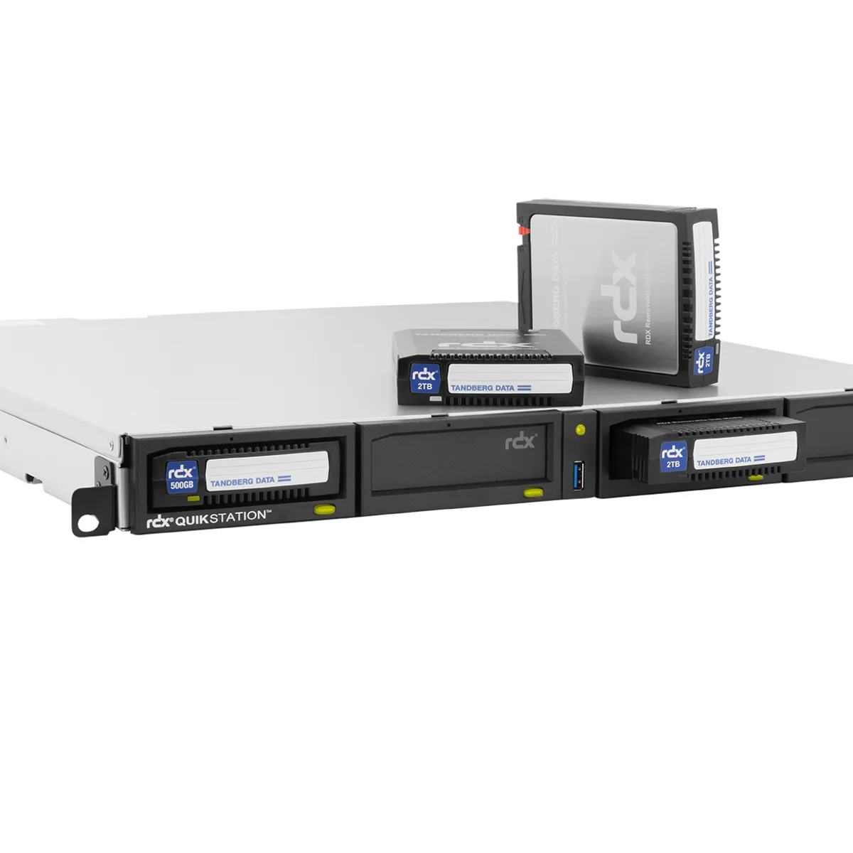 Tandberg Data O-T RDX QuikStation 4 RM, 4 baies, 4 x 1 Go Ethernet, baie de lecteur amovible, montage en rack 1U — image produit 2