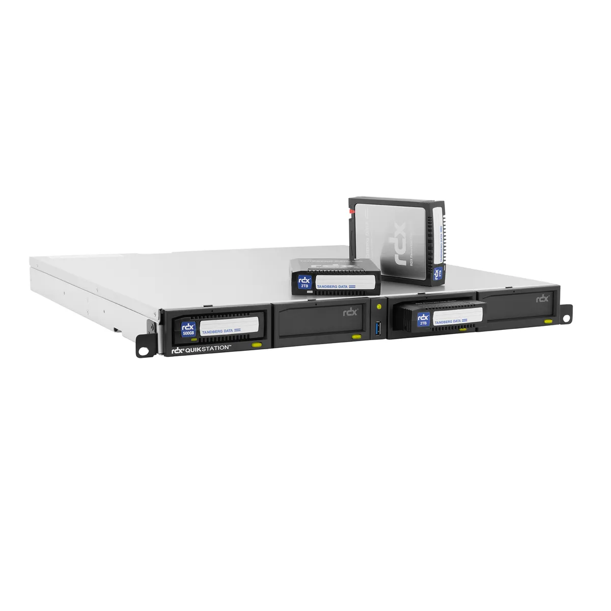 Tandberg Data O-T RDX QuikStation 4 RM, 4 baies, 4 x 1 Go Ethernet, baie de lecteur amovible, montage en rack 1U — image produit 2